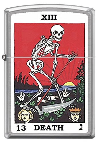Tarot XIII Death Card Skeleton with Sickle Chrome Zippo Lighter
