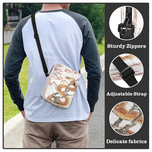 MCHIVER Small Messenger Bag Snake Cherry Pink Crossbody Bag for Men Women Cell Phone Shoulder Bag for Business Work4