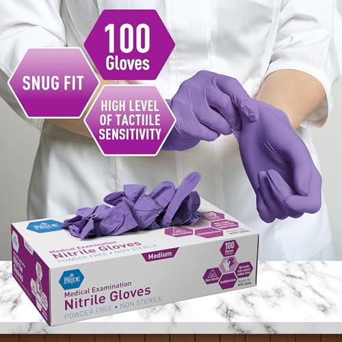 medpride powder-free nitrile exam gloves iris blue medium box100