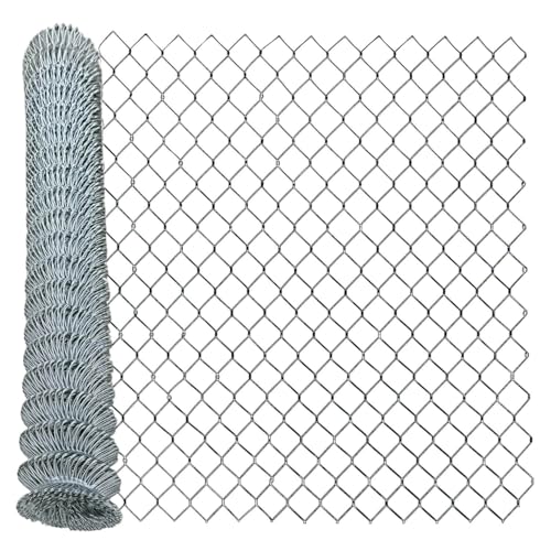 Sandbaggy 6 ft x 50 ft Galvanized Chain Link Fence Roll - 11.5 Gauge Steel - 2-3/8 inch Diamond Mesh (6 ft x 50 ft, 4)
