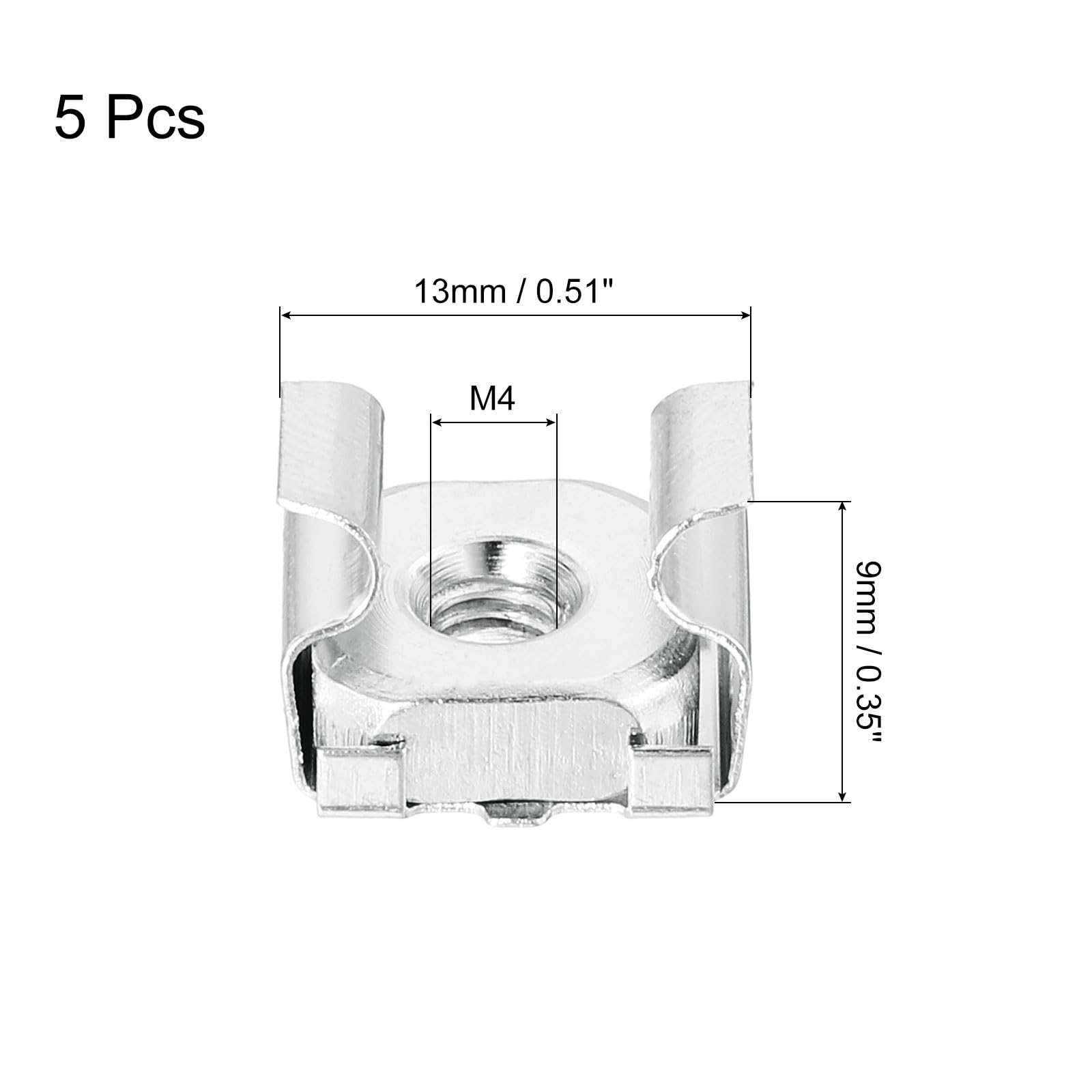 QUARKZMAN M4 x 0,7mm Gabbia Dado 5pz Scatto Gabbia Dadi Carbonio Acciaio Zinco Placcato Metrico Dado per Server Rack Armadietto Argento