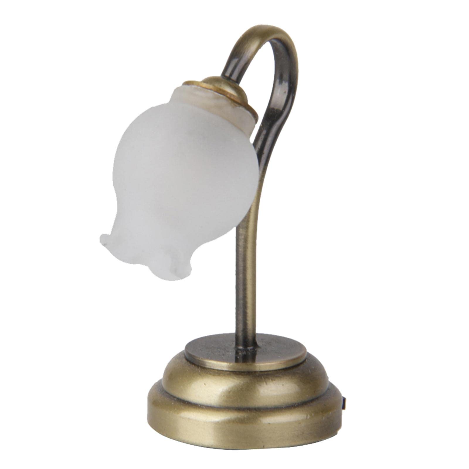 Puppenhaus-Tischlampe 1:12 – Miniaturlampe Mit LED-Beleuchtung Für Puppenstuben (Metall/Glas, Mit Batterie)