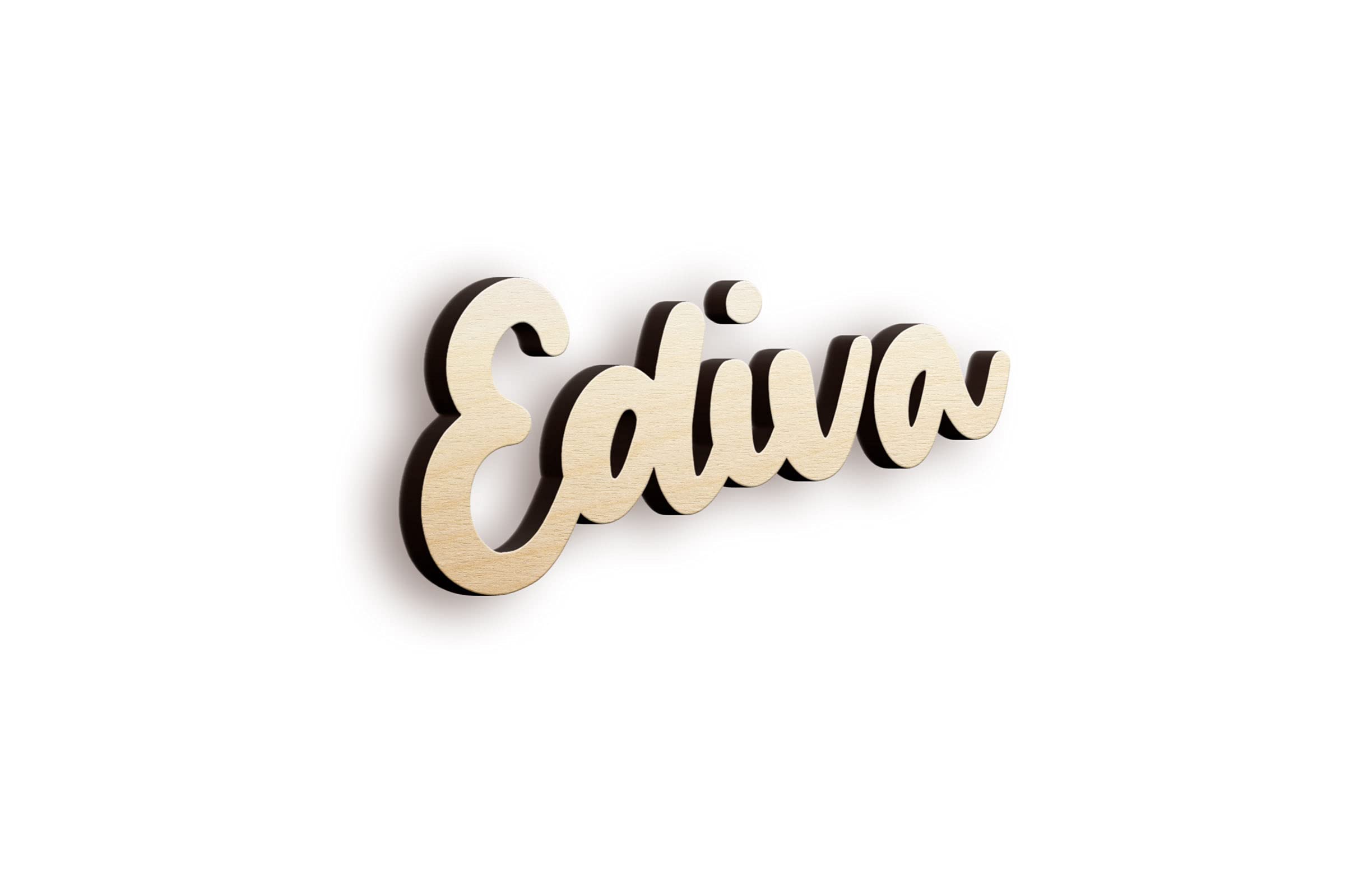 SPIRITSHIRTSHOP Ediva Lettering | Personalised Writing Cut Out with Name | 2 Sizes | Colour: White or Wood