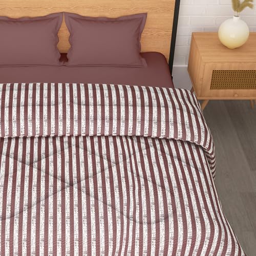 Image of Double Bed Comforter 180 GSM (220x250 CM) | Reversible Comforter Set Double Bed | AC Comforter Double Bed Cotton | All Season Comforter Double Bed Set | Quilt Blanket - Maroon