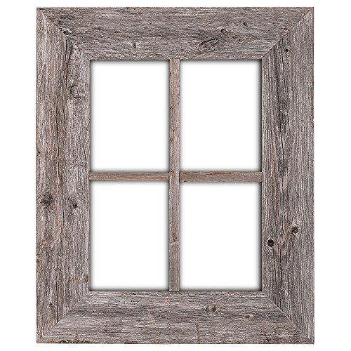 BarnwoodUSA Rustic Wood Window Frames - 100% Authentic Reclaimed Wood, Weathered Gray (Hanger Included)