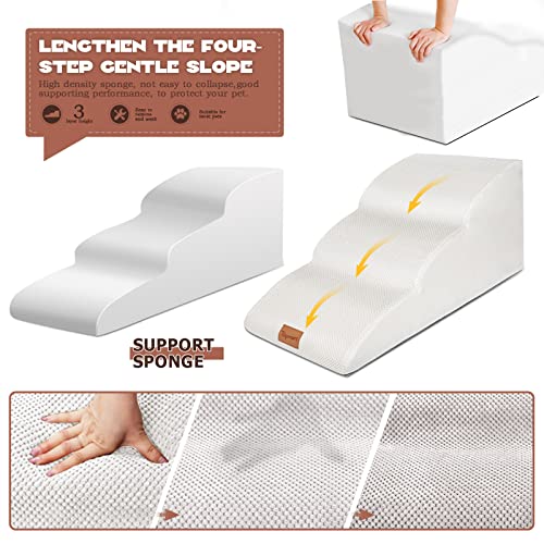 Image of Topmart High Density Extended Foam Dog Ramp&Steps 3 Tiers,15.7 inch High,Non-Slip Dog Stairs with Waterproof Cover,Soft Foam Pet Ladder,Best for Injured,Older Cats,Pets with Joint Pain