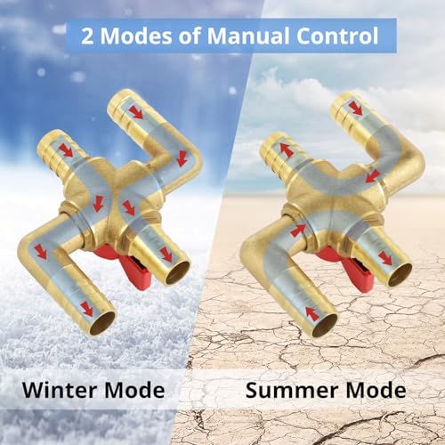 Yeesport MM603KRF5210MVS 4-Way Automobile Heating Water Valve, 3/4-Inch Brass Automotive Integrated Manual Control Valve, Heater Core Bypass Fitting, Car Heater Air Conditioning Ball Valve thumb #2