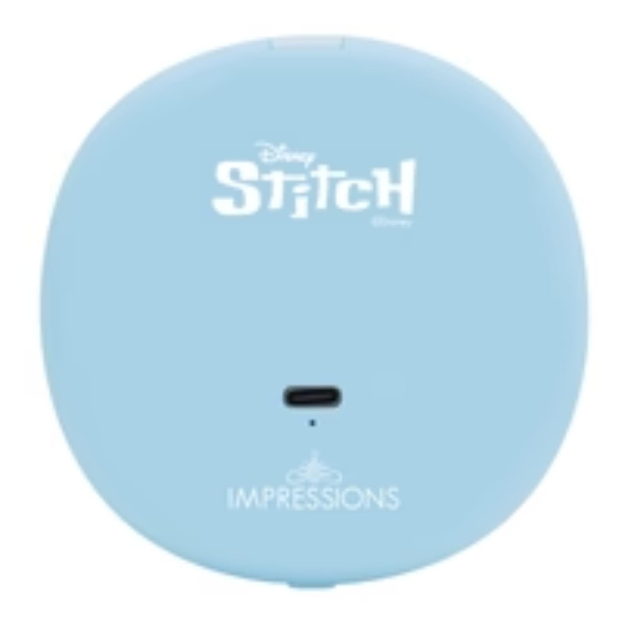 Impressions Vanity Stitch Surfs Up - Espejo compacto LED para mujer, espejo de maquillaje de viaje iluminado con aumento 3X, obra de arte de puntada impecable, brillo ajustable y sensor suave al tacto