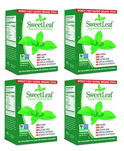 SweetLeaf Natural nHGTQ Stevia Sweetener, 70 Count (4 Pack)