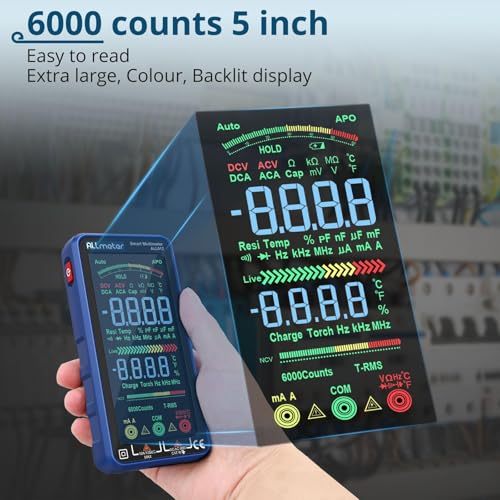 ALLmeter Digital Multimeter 6000 Zählungen Strommessgerät mit Farbbildschirm CAT II 1000V CAT III...