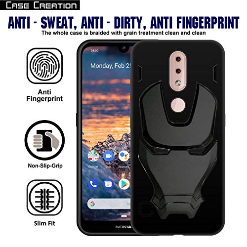 Image of COVERLY Official 3D Touch Feel Trending Avengers Logo Mask Soft Rugged Grip Silicone Iron Man Super Power Cartoon Movie Engraved Silicone Matte Back Cover for Nokia 4.2 (2019) -HD Black Avenger
