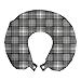 ABAKUHAUS scacchi Cuscino da Viaggio, Scuro britannica Tartan, Accessorio in Schiuma di Memoria per Viaggio, 30 cm x 30 cm, Grigio Nero Bianco