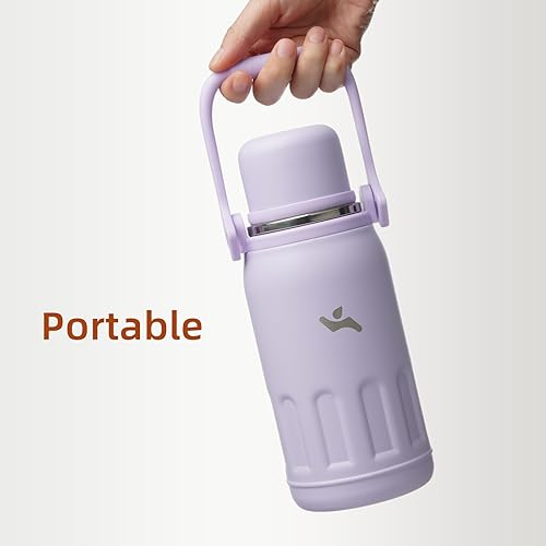Miniatura 6 de Botella de agua térmica con asa y correa, vaso de viaje al vacío con tapa de taza, taza de café térmica para bebidas frías y calientes, 27 onzas,
