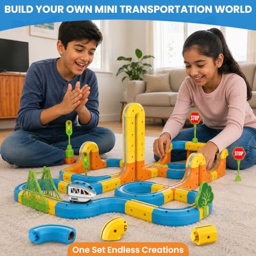 Image of Kidology 108Pcs Magnetic Train Track Set for Kids | Anti Gravity Vertical Climb Train Toy with a Rechargeable Trains | STEM Building Toy for Boys & Girls | Birthday Gift