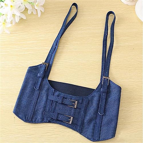 Hcclijo Women Push Up Bust Strap Harness Corset Belts Women Casual Denim Wide Belt Lady Suspender Accessories Elastic Belt4