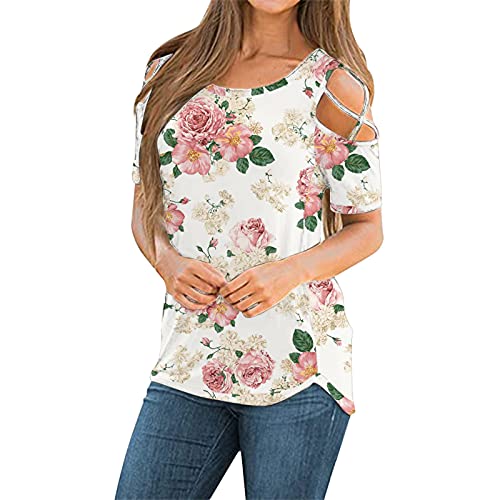 Floral Tops for Women Ladies top Surfer Tshirt Women Blouses and Tops Dressy Gift Card Birthday Tops blousess for Kids Summer Tops Cute Women Tops White XXL
