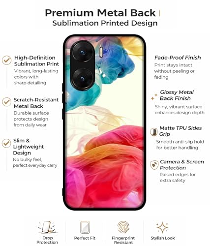 Image of Colored Smoke Design Premium 2D Printed Metal Back Case Cover for Vivo V29E 5G
