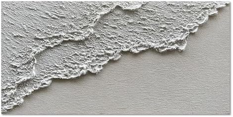 Hand Painted White Art Oil Painting Waves Abstract Canvas Painter...