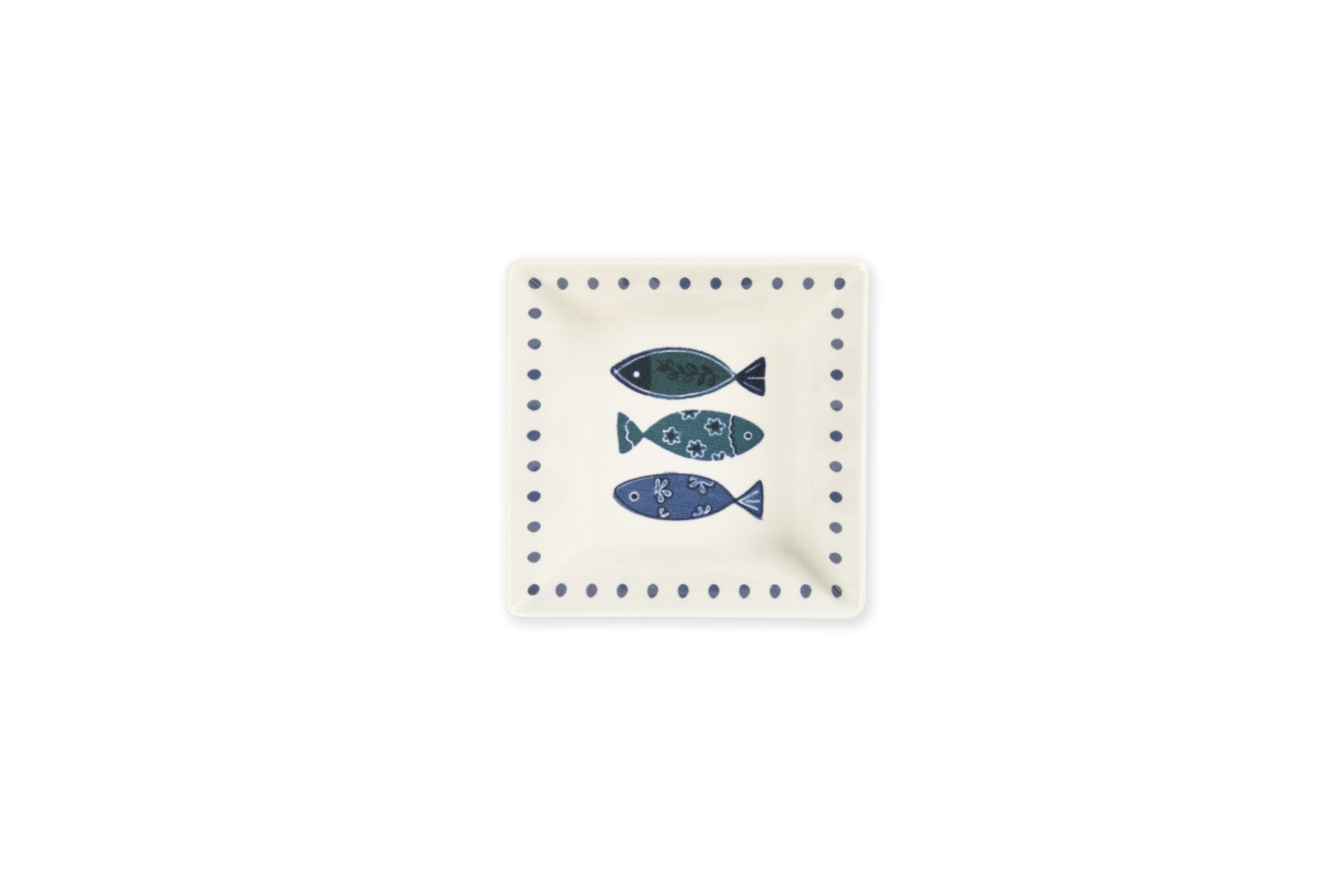 Excelsa Ocean Lot de 6 tasses en céramique 13 x 13 cm, motif poisson bleu