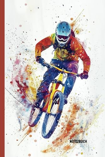 Notizbuch Montainbike: Notizblock A5 (6x9in) 100 Seiten mit Linien - Geschenke für Fahrrad-, Mountainbike- und BMX-Fans - Für Jungen, Mädchen, Kinder und Erwachsene
