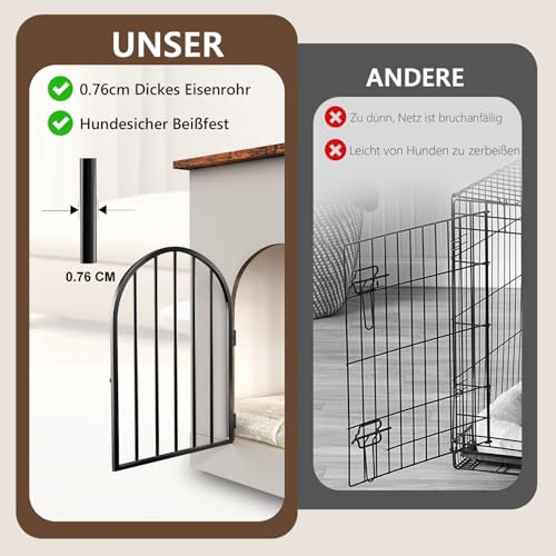 YDTOP Hundebox für Zuhause 100cm, XL Hundekäfig Möbel mit 3 Schiebetüren & Hundematte, Moderne Hundehütte Holz für Kleine Mittlere Große Hunde, 100x60x69cm, Weiß & Braun