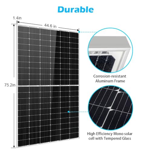 SUNGOLDPOWER 10pcs 450W Monocrystalline Solar Panel,Grade A Solar Cell, Waterproof IP67,High Efficiency PV Module for RV,Home,House,Boat,Farm,Off Grid and On Grid System (10 Pack of 450W),Black - Thumbnail 3