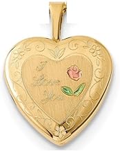 PORI JEWELERS 14K Solid Yellow Gold Heart Locket Pendants- For Photos, Messages, sentimental's