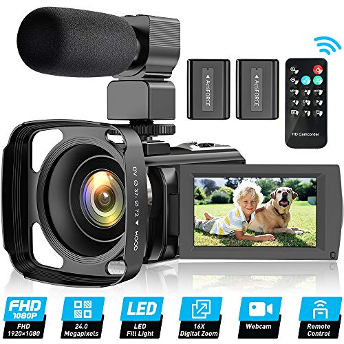 Video Camera Camcorder for YouTube, FHD 1080P 30FPS 24MP Digital Vlogging Camera 16X