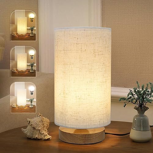 SEENSINY Corded Table Lamp, 3 Color Temperatures, Small Bedside Lamp for Bedroom, Living Room & Dorm (Bulb Included) (1pack)