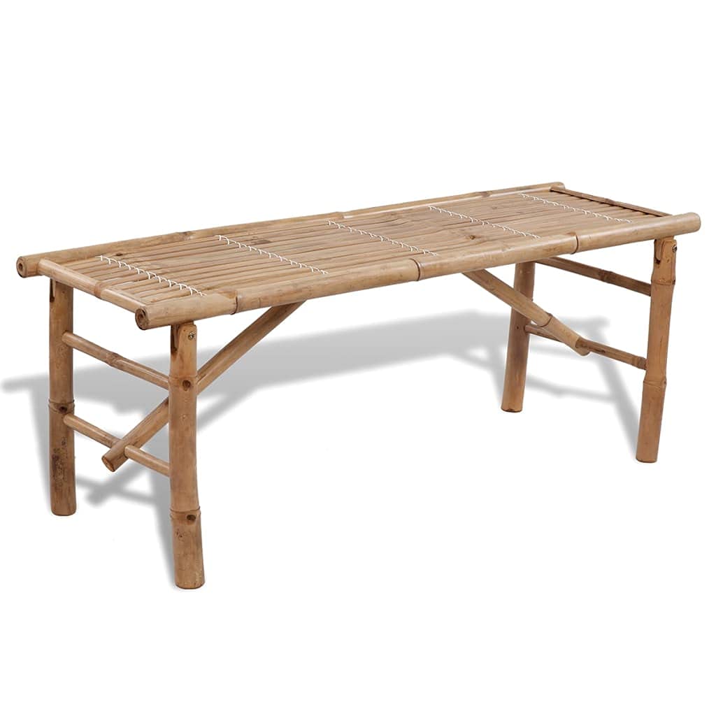 Set Tavolo Birreria e 2 Panchine Pieghevoli in Bambù 100 cm | Struttura pieghevole salvaspazio per terrazzo e balcone, include un tavolo e due sedute in bambù facile da pulire.