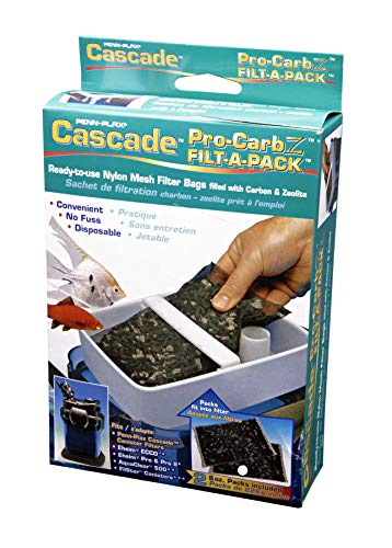 Image of Penn-Plax Cascade Pro-Carb Z Filt-A-Pack,Mixed Carbon&Zeolite Aquarium Canister Filter Media Bags-Pre-Bagged Nylon Mesh Replacement for Cascade,Freshwater&Saltwater Tanks-8 Ounce,2 Count (Pack of 12)