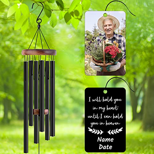 Image of Personalized Custom Wind Chimes Memorial Gift for Loss of Loved One Mother Dad Mom Dog Pets Customized Outdoor Sympathy Wind Chimes with Photo Text