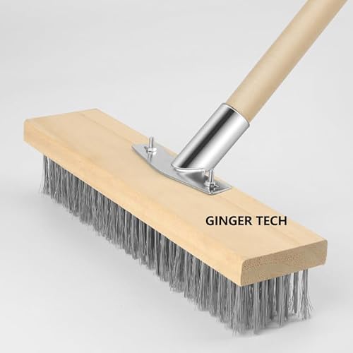 Scopa da giardino, con setole rigide in metallo, per rimuovere erbacce e muschio da giardino, resistente per rimuovere erbacce e alghe su doccia, garage, cortile, patio (solo testa 30,5 cm)