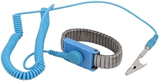 New Lon0167 Light-blue Spring Featured Cable Anti Static reliable efficacy Alligator Clip ESD Wrist Strap w Elastic Band(id:beb d2 81 383)