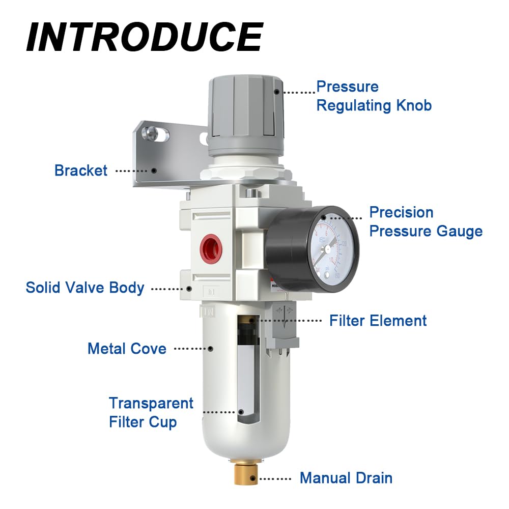 AIRZOE 3/8" NPT Air Compressor Filter & Pressure Regulator Combo AW3000-03 — Amazon image 3