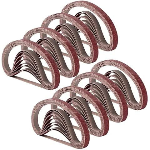 1/2 Inch x 18 Inch Sanding Belts, 8 Each of 60/80/120/180/240 Grits, Belt Sander Tool for Woodworking, Metal Polishing, 40 Pack Aluminum Oxide Sanding Belt Cover
