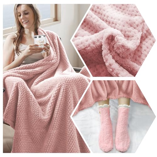 Birthday Gifts for Women Christmas Gifts for Her, Unique Self Care Package Get Well Soon Basket Rose Relaxing Spa Kit with Flannel Blanket Tumbler, Happy Birthday Box for Friend Mom Sister Wife - Image 4