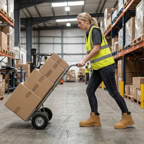 Image of ANGRYRAM Steel Toe Work Boots Waterproof & Slip Resistant for Men Women | ASTM Standard Safety Shoes, Width Option, Anti-puncture Midsole, Non-silp Rubber Outsole, Arch Support, For Work & Outdoors