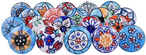 JGARTS 20 X Mix Vintage Look Flower Ceramic Knobs Door Handle Cabinet Drawer Cupboard Pull