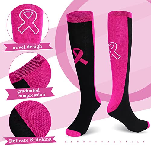Zhanmai 12 Pairs Breast Cancer Awareness Breast Cancer Pink Ribbon Socks Wristbands for Soccer Volleyball Football Baseball 5