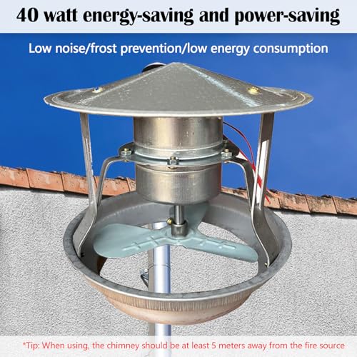 Mocoli Rauchabzug Ventilator, 40W Abgasrohrventilator Schornsteinventilator Kamin Entlüftung Schornsteinlüftung Abgas 12,5-17cm Geräuscharmer Rauchmaschine Saugzugventilator für Schornstein