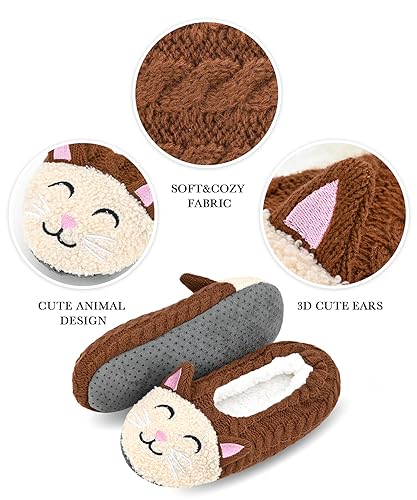 Image of DICUIRD Womens Animal Slipper Socks Non Slip Gripper House Slippers