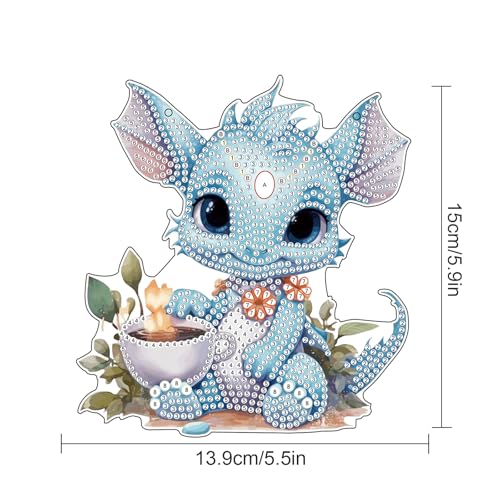Image of AiYuanzsh Blue Dragon Diamond Art Hanging Pendant Kit, 5D DIY Acrylic Diamond Painting Ornament with Special Shaped Rhinestones, Fantasy Wall or Window Decoration, Unique Handmade Gift for Adults