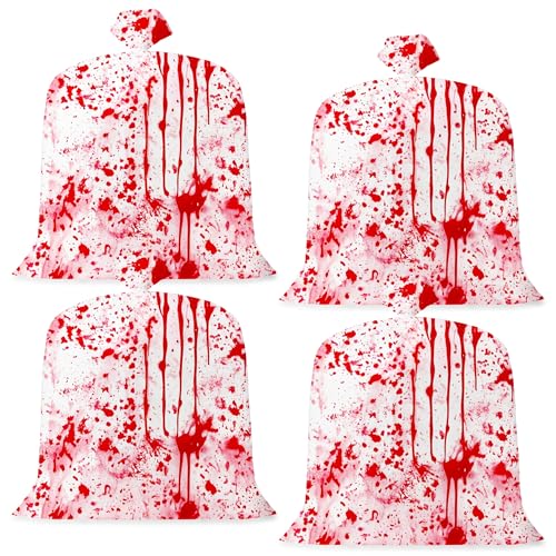 CNhoqc Halloween Lawn Leaf Bags - 4Pcs Halloween Party Bloody