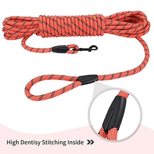 Image of Long Dog Leash for Training 30Ft-Reflective Nylon Rope with Swivel Hook-Recall Agility Lead for Large Small Medium Dogs Outside Walking Hiking-Orange Diam 1 /2 inch