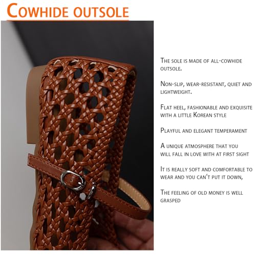 Woven Mesh Ballet Flats for Women Faux Mary Jane with Adjustable Strap & Memory Foam Womens Summer Flats Shoes4