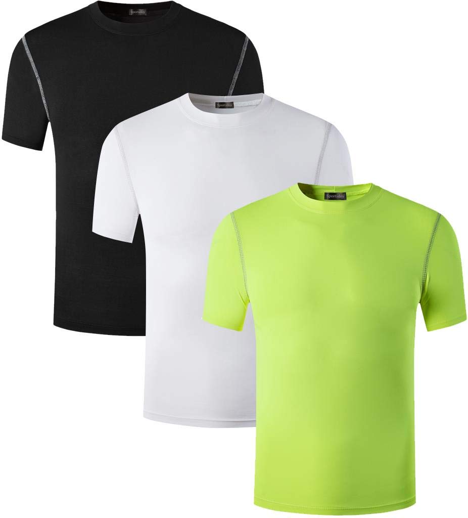 SportidesBoy's 3 Packs Quick Dry Active Sport Short Sleeve Breathable Compression Shirt Tee Tshirt T-Shirt Top LBS709 - - (150 cm ) (Shirt Chest : 37/ 38 ")