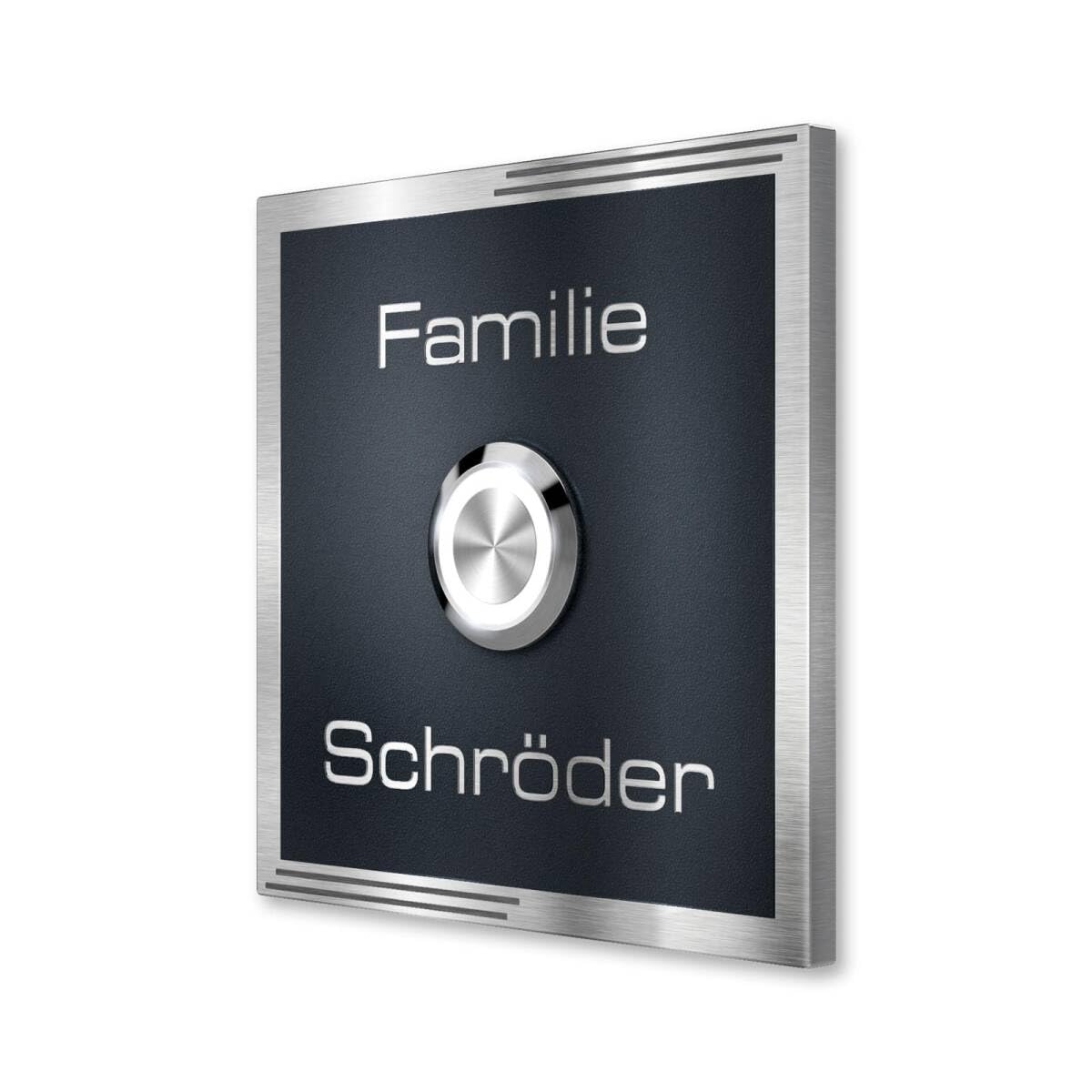 Metzler® sonnette encastrable avec gravure personnalisée et bouton LED IP67 anthracite RAL 7016 pour mur extérieur inoxydable et résistante aux intempéries 6 × 6 cm acier V2A