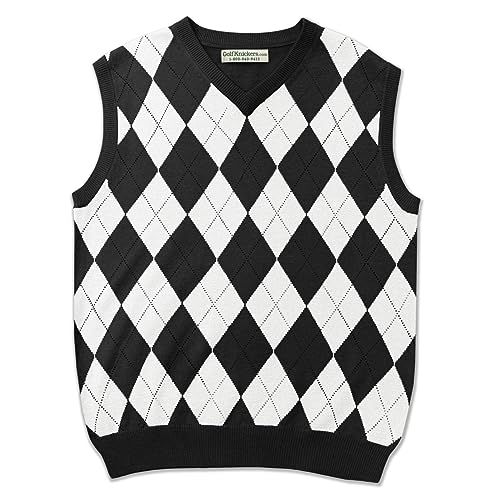 V-Neck Argyle Golf Sweater Vests - GolfKnickers: Mens - Pullover - (EE-6Z)3