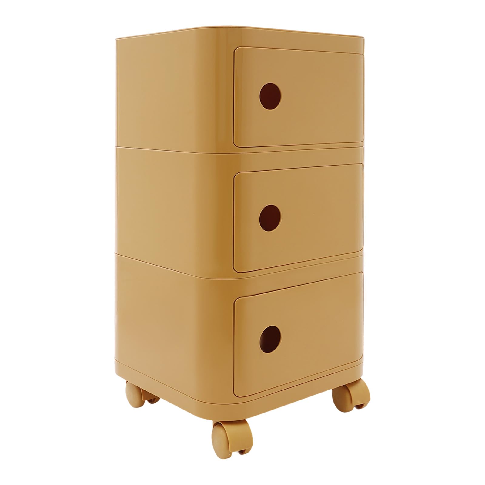 Cassettiera arrotolabile con 3 cassetti, armadietto sotto scrivania, armadietto da ufficio con ruote, per ufficio e casa (giallo zenzero)